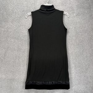 D. EXTERIOR Dress womens Small Black High neck Sleeveless Shift velvet trim